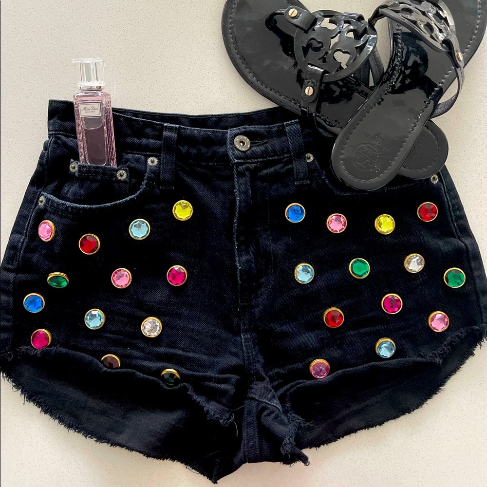 CARMAR Studded Black Jean Shorts - Size 27